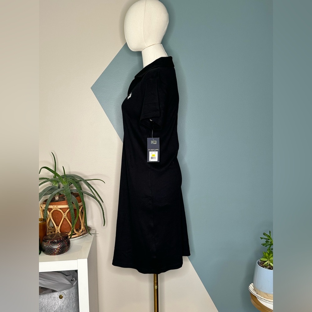 U.S. Polo Assn. Black Cotton Polo T-Shirt Dress M NWT - Picture 3 of 11